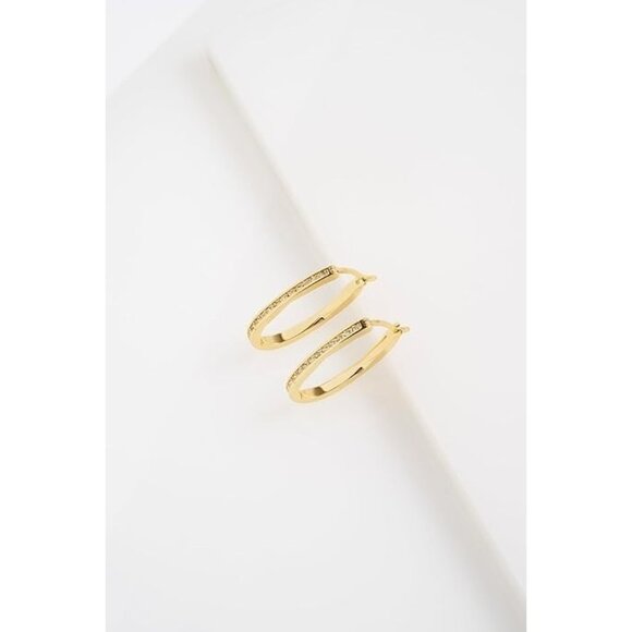 Ted Baker London Shivanna Crystal Shimmer Hoop Earrings 3.1cm Gold Plated Brass - Picture 5 of 5